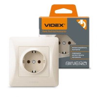 Розетка одинарная с  заземлением крем Videx Binera 